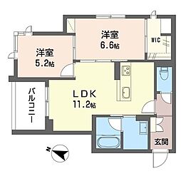アリスティオ蘇我II 2LDKの間取図画像