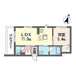 メゾンドゥヴォーソン 1LDKの間取図画像