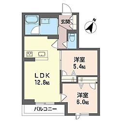 サクラプラス 2LDKの間取図画像