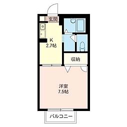 サン・リヴェール 1Kの間取図画像