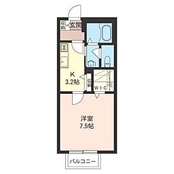 アビタシオン 1Kの間取図画像