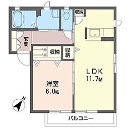 シャーメゾンゼルコバA 1LDKの間取図画像