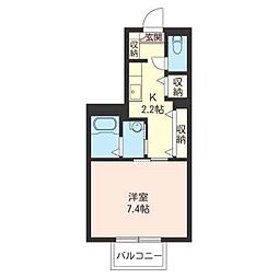 ルミエール 1Kの間取図画像
