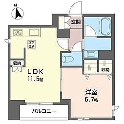 レフィアント・エヌ 1LDKの間取図画像