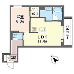 グラディエント若葉 1LDKの間取図画像