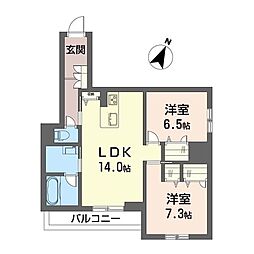 アンシャンテ 2LDKの間取図画像