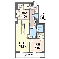 ロゼール 2LDKの間取図画像