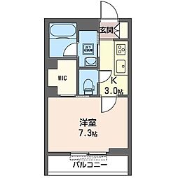 モンブラン 1Kの間取図画像