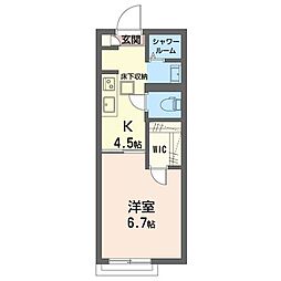 クレスト・森 1Kの間取図画像
