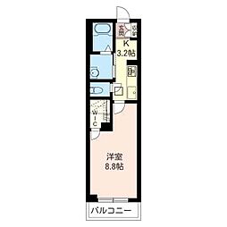 グランドミールA 1Kの間取図画像