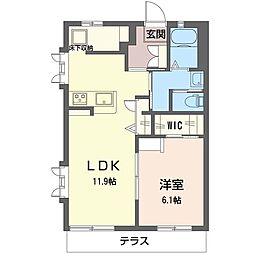 セジュール新小平 1LDKの間取図画像