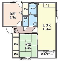グランシャリオB 2LDKの間取図画像