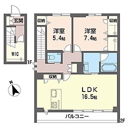 ミオーレ 2LDKの間取図画像
