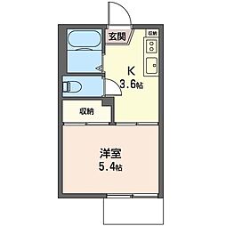 コーポエクセル 1Kの間取図画像