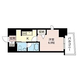 グランメール東新宿 1Kの間取図画像