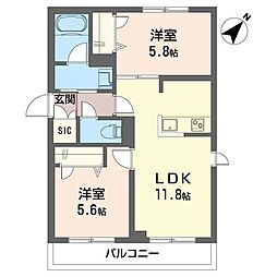 パークオヴェスト西新宿 2LDKの間取図画像