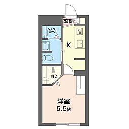 レフィナード 1Kの間取図画像