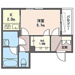 ベルホワイト 1Kの間取図画像