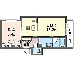フェリシアイースト 1LDKの間取図画像