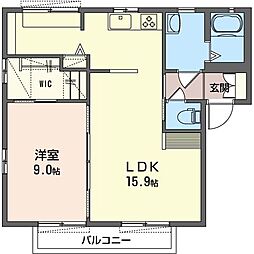 ラフォーレ田部井C 1LDKの間取図画像