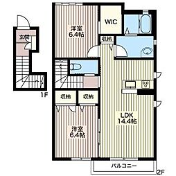 サンフォーレ 2LDKの間取図画像
