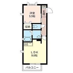 リリーシュ 1LDKの間取図画像