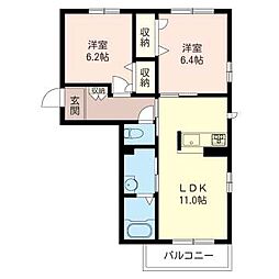 シェモア 2LDKの間取図画像