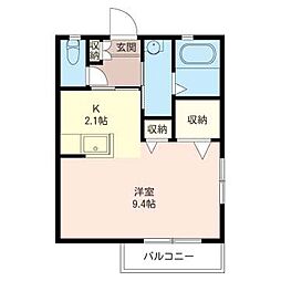オーブ 1Kの間取図画像