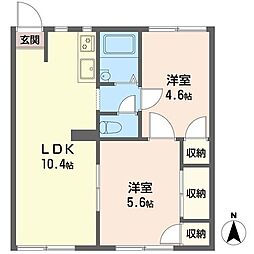 アーバンハイツ横溝 2LDKの間取図画像