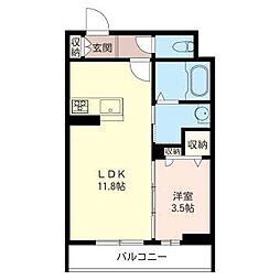 ブランパイン大宮 1LDKの間取図画像