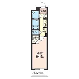 プランドール桜木 1Kの間取図画像