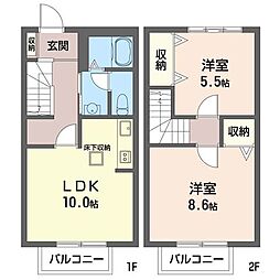 エクセルコーポB棟 2LDKの間取図画像