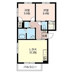 OhanaHareA 2LDKの間取図画像