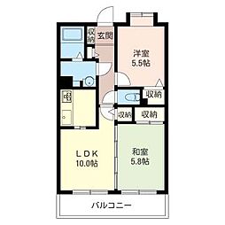 ヴェル・ドミール中幸 2LDKの間取図画像