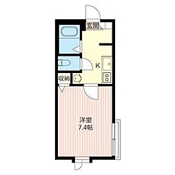 カーサドマーニ 1Kの間取図画像