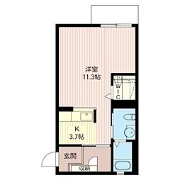 ベレオ小茂根 1Kの間取図画像