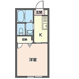 パークフォレスト 1Kの間取図画像