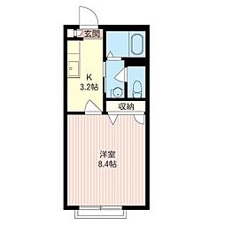 ヴィッラヴェルデ 1Kの間取図画像