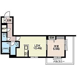 武蔵小山ヒルズ 1LDKの間取図画像