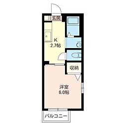 ベルミード世田谷 1Kの間取図画像