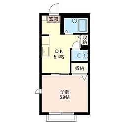クリエイトメゾン2 1階1DKの間取り