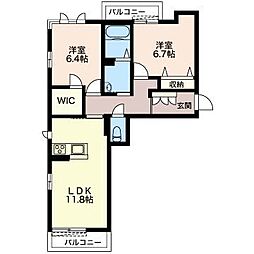 グレイスコート 2LDKの間取図画像