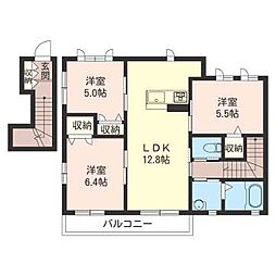 ラカーサフィオーレ 3LDKの間取図画像