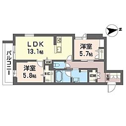 ルチーナ・ヴェルデア 2LDKの間取図画像