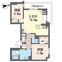 ルチーナ・ヴェルデア 2LDKの間取図画像