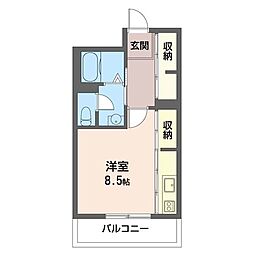 ヴァンキャトル ワンルームの間取図画像