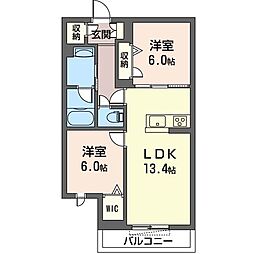ゴールデンヒルズ 2LDKの間取図画像