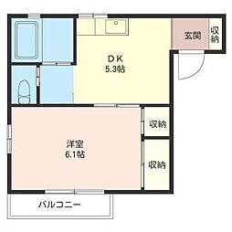 コーポウィスタリア 1DKの間取図画像