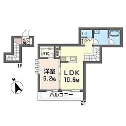 シャーメゾンどりこの 1LDKの間取図画像
