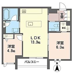 カンパヴィラ新蒲田 00202 2階2LDKの間取り